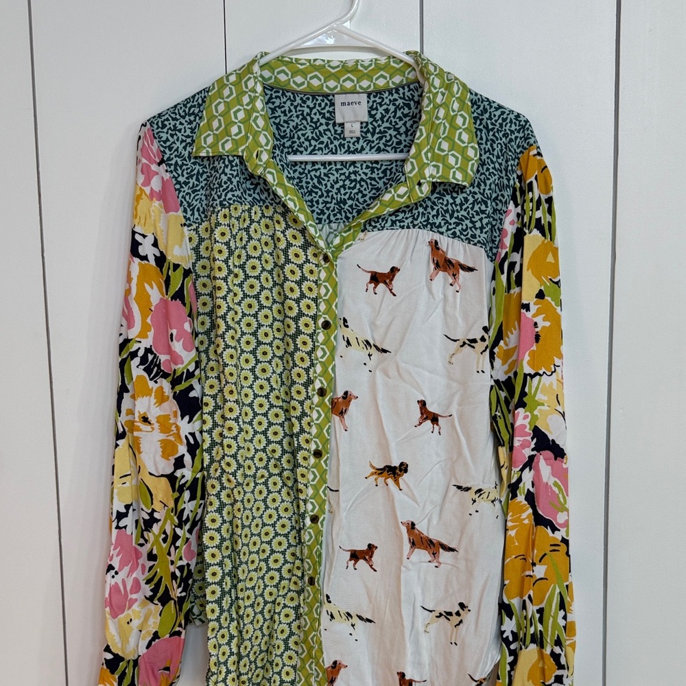 Anthropologie (Maeve) Multicolor Patchwork Blouse